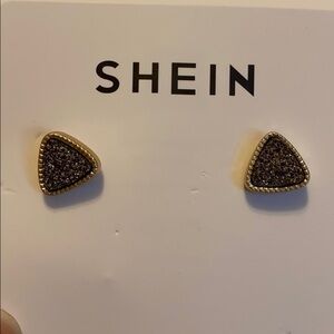 Natural Stone Triangle Earrings Grey